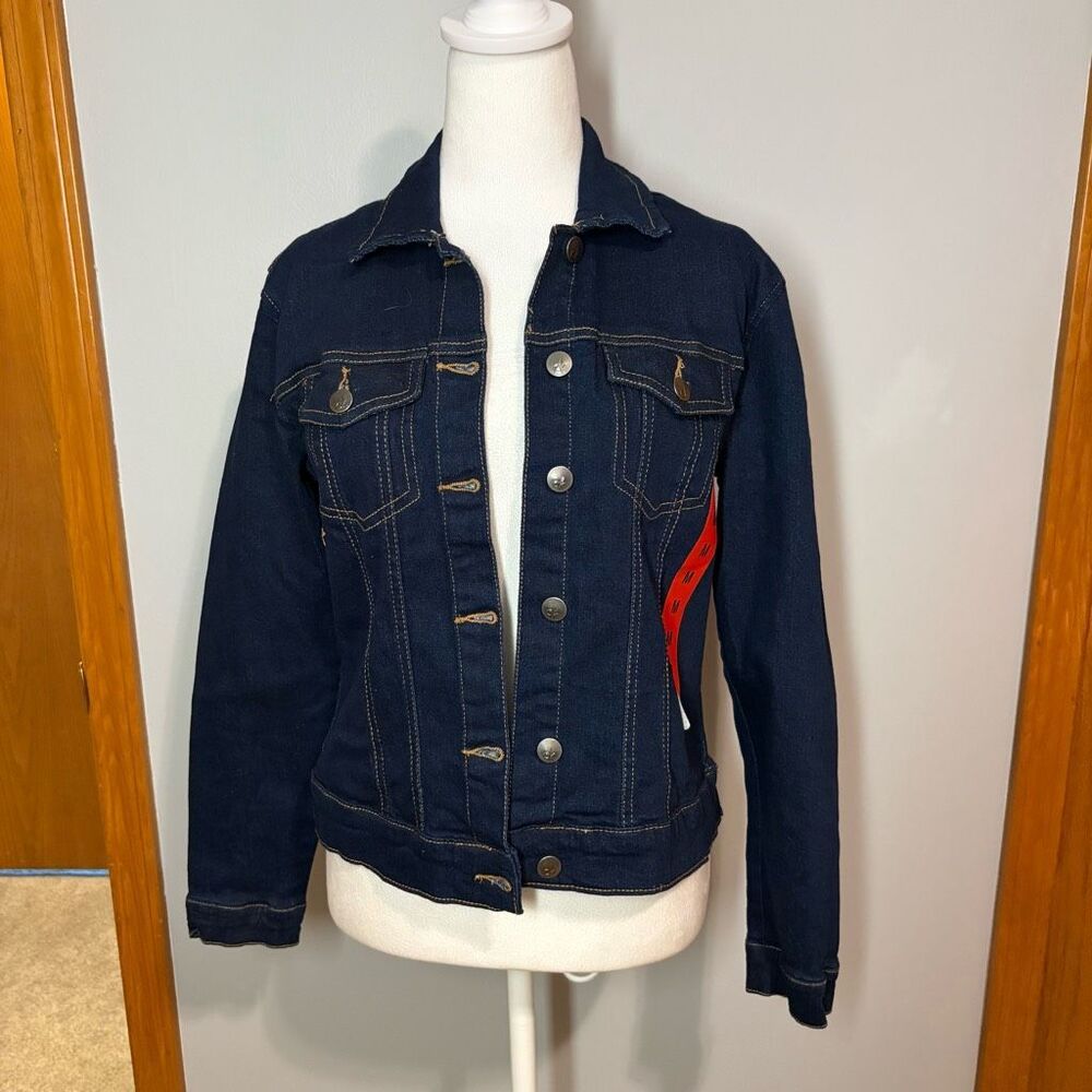 Calvin Klein Jeans dark blue denim cropped jean jacket size M NEW